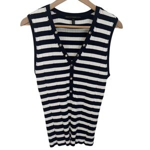 White House Black Market Striped Sweater Tank Blue White Size XLarge Nautical